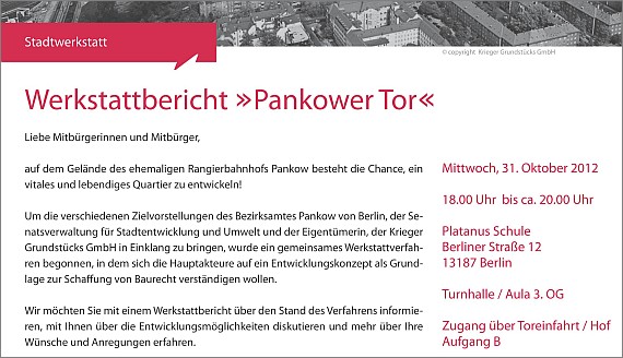 Einladung zur Informationsveranstaltung zum Rangierbahnhof Pankos